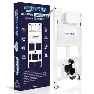 Комплект унитаза с инсталляцией CHARUS SET.114W.11.3 клавишей смыва белая